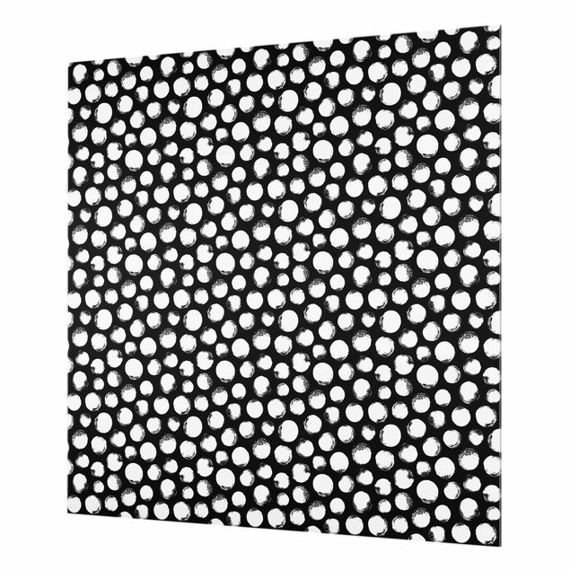Fonds de hotte - White Ink Polka Dots On Black  - Carré 1:1