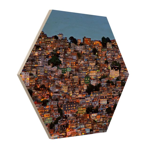 Hexagone en bois - Rio De Janeiro Favela Sunset