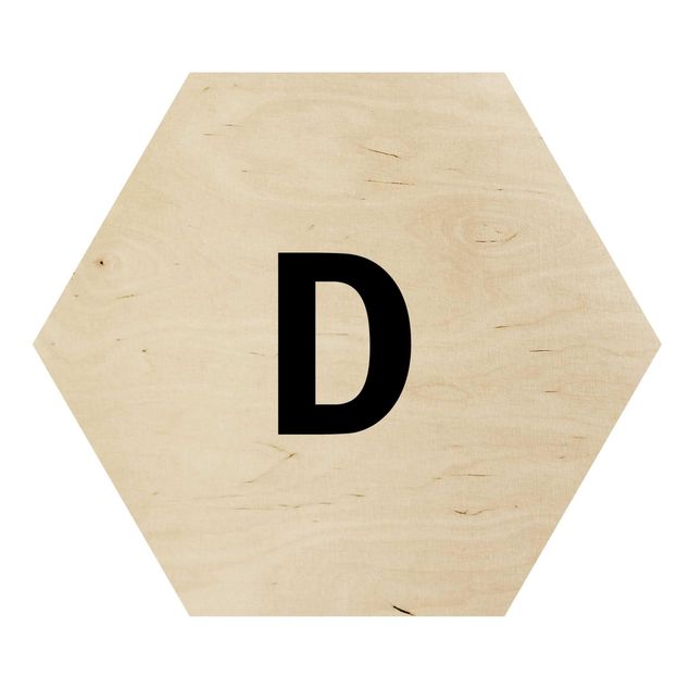 Hexagone en bois - Letter White D
