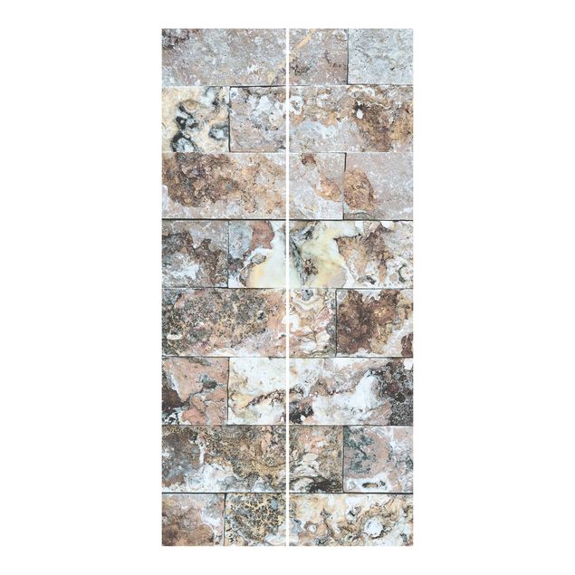 Panneaux coulissants effet pierre et bois Mur de pierre naturelle en marbre