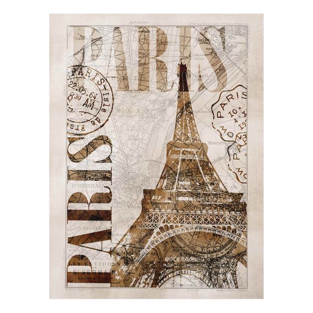 Tableau Paris Collage Shabby Chic - Paris