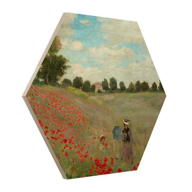 Tableaux en bois avec fleurs Claude Monet - Champ de coquelicots près d'Argenteuil
