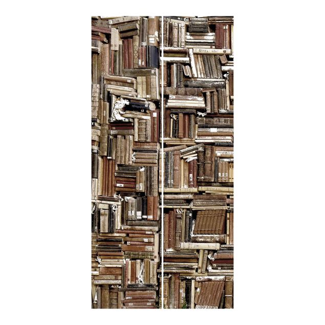 Panneaux rideaux coulissants Mur de livres à l'allure miteuse