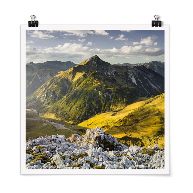 Tableaux montagnes Montagnes et vallée des Alpes Lechtal au Tyrol