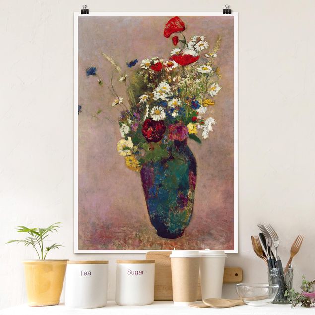Déco mur cuisine Odilon Redon - Vase à fleurs avec des coquelicots