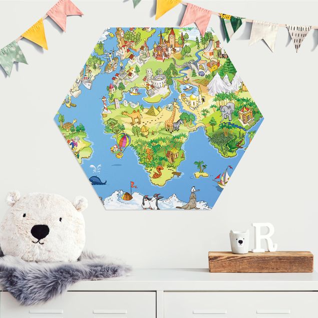 Déco chambre bébé Grande et drôle carte du monde