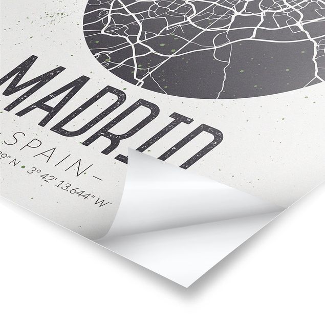 Tableau décoration Plan de ville de Madrid - Rétro