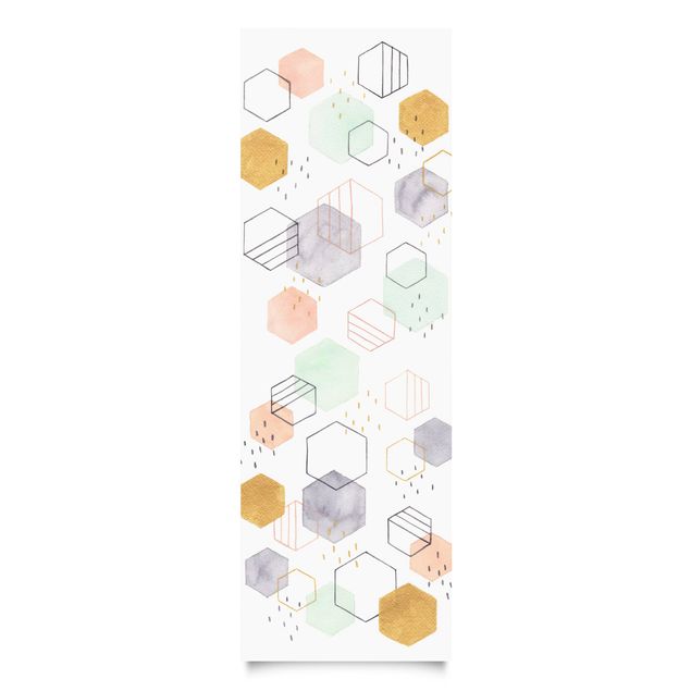 Stickers porte placard Dispersion hexagonale I
