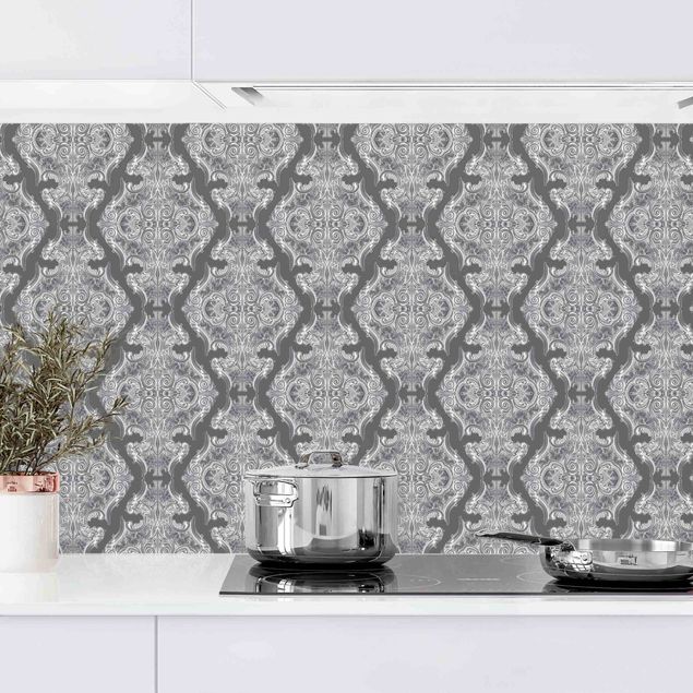 Décorations cuisine Watercolour Baroque Pattern In Front Of Dark Gray II