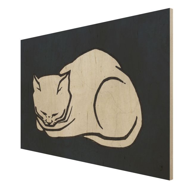 Impression sur bois Illustration d'un chat endormi