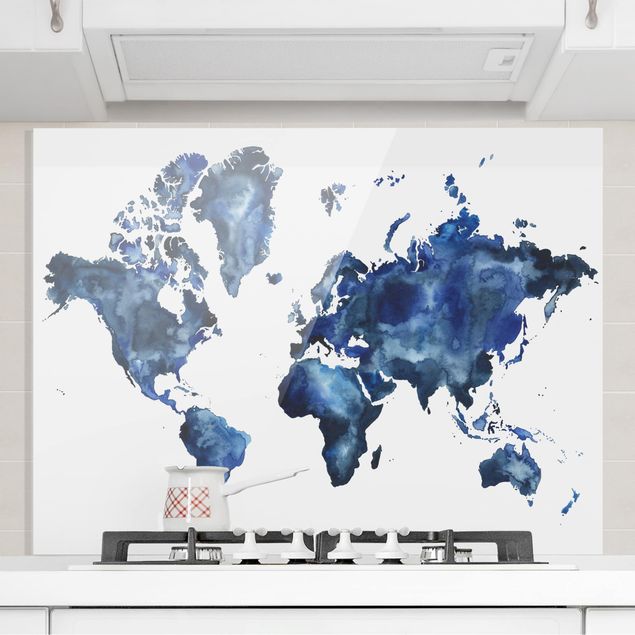 Déco mur cuisine Carte du monde de l'eau claire