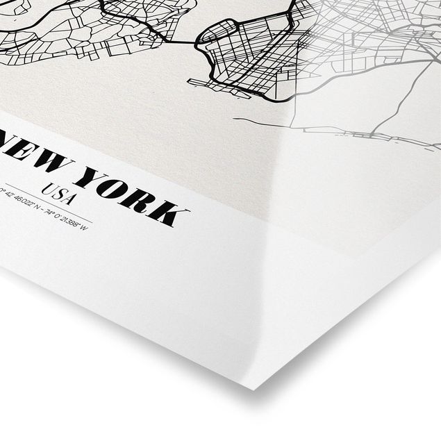 Tableaux noir et blanc Plan de la ville de New York - Classique