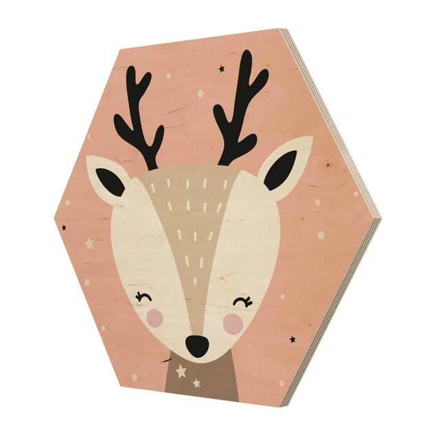 Hexagone en bois - Happy Deer