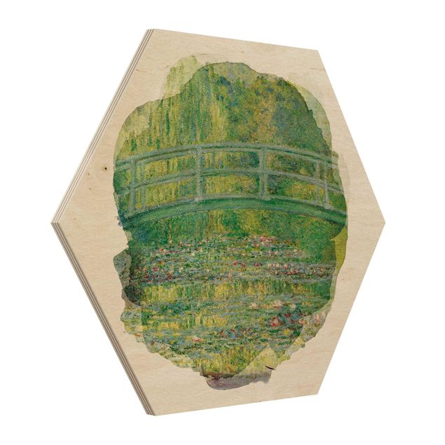 Tableaux en bois avec fleurs Aquarelles - Claude Monet - Pont Japonais