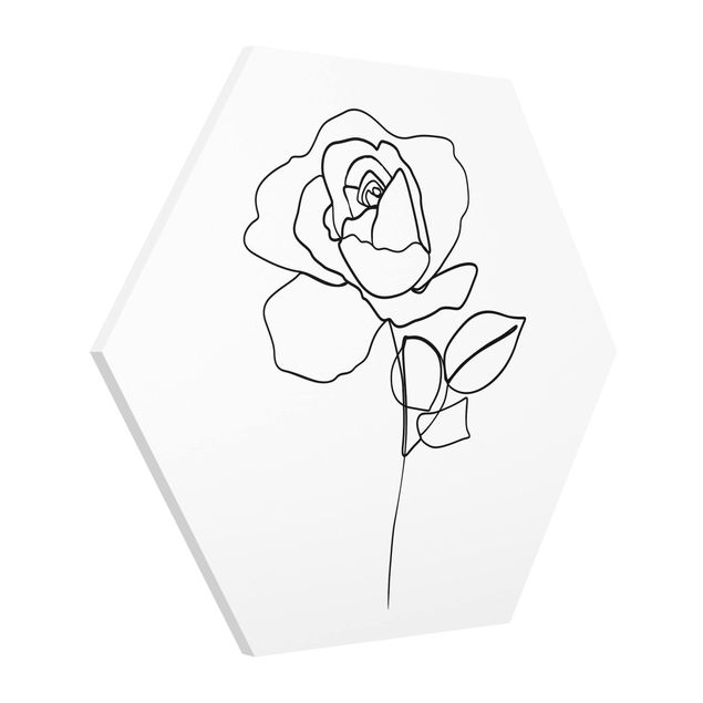 Tableau fleurs Line Art Rose Noir et Blanc