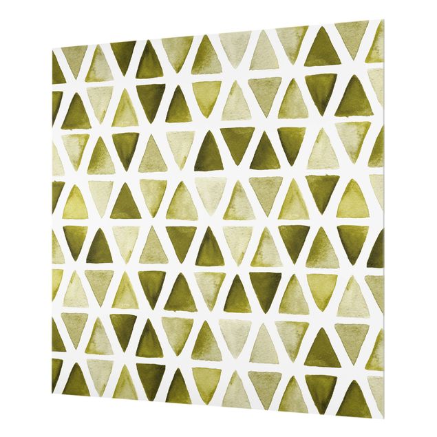Fonds de hotte - Olive Coloured Watercolour Triangles  - Carré 1:1