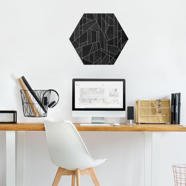 Tableau moderne Aquarelle géométrique noire et blanche