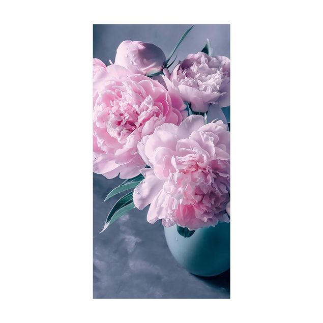 tapis salon moderne Vase avec Pivoine Rose Pâle Shabby