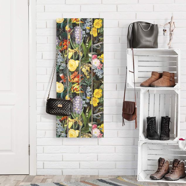 Porte-manteaux muraux avec dessins Fleurs avec Des Oiseaux Tropicaux Colorés
