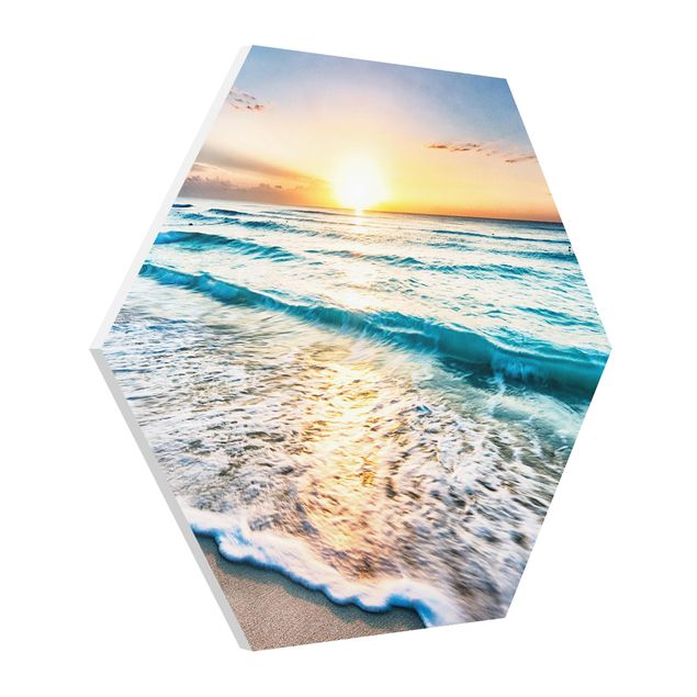 Tableau bord de mer Coucher de soleil à la plage
