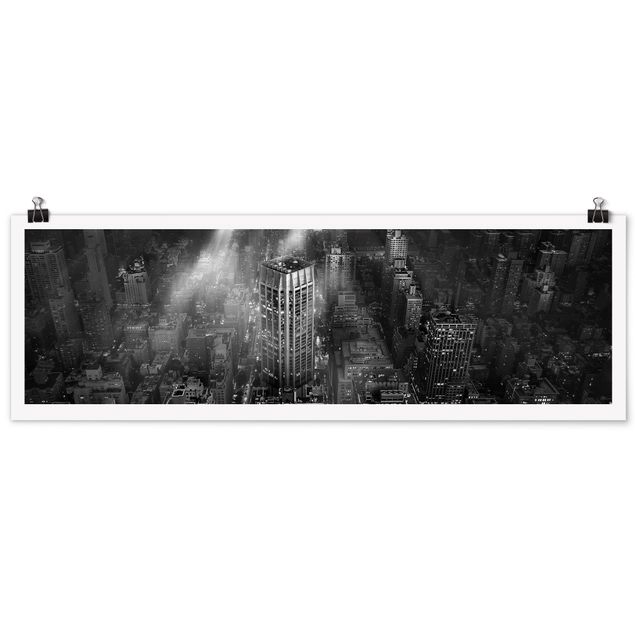 Posters en noir et blanc Soleil sur la ville de New York