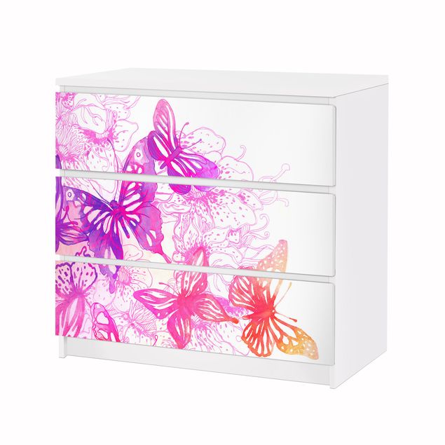 Papier adhésif pour meuble IKEA - Malm commode 3x tiroirs - Butterfly Dream