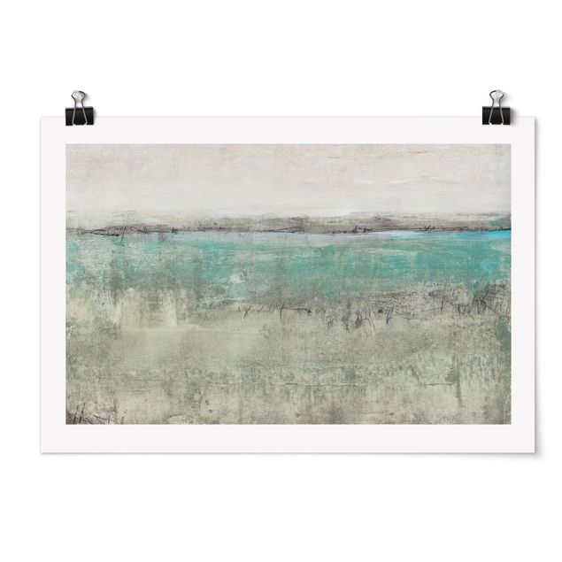 Posters abstraits Horizon sur Turquoise I