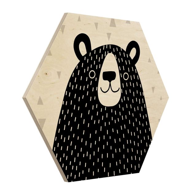 Hexagone en bois - Zoo With Patterns - Bear