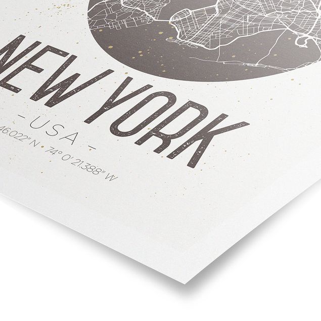Posters villes Plan de la ville de New York - Rétro