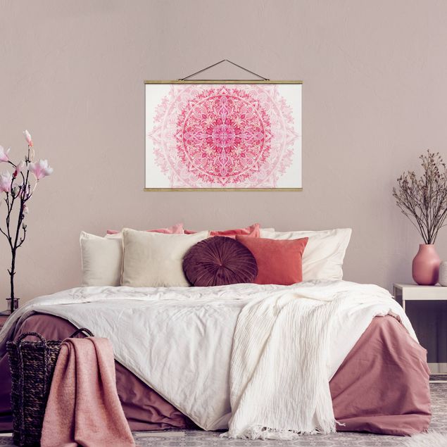 Tableau moderne Mandala à l'aquarelle Ornament Rose