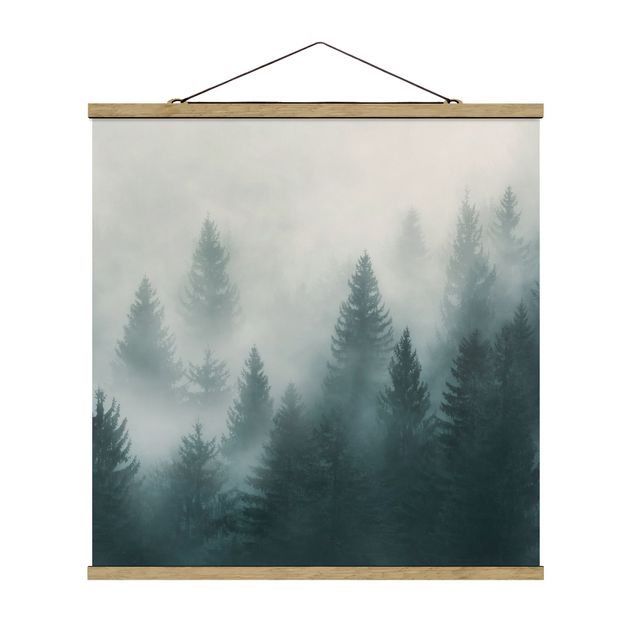 Tableaux modernes Forêt de conifères dans le brouillard
