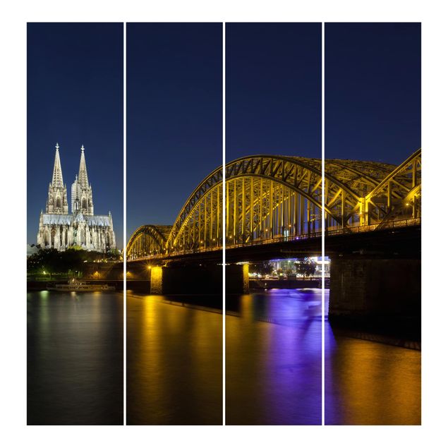 Panneaux rideaux coulissants Cologne la nuit