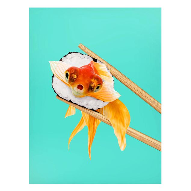 Tableau poisson Sushi avec poisson rouge