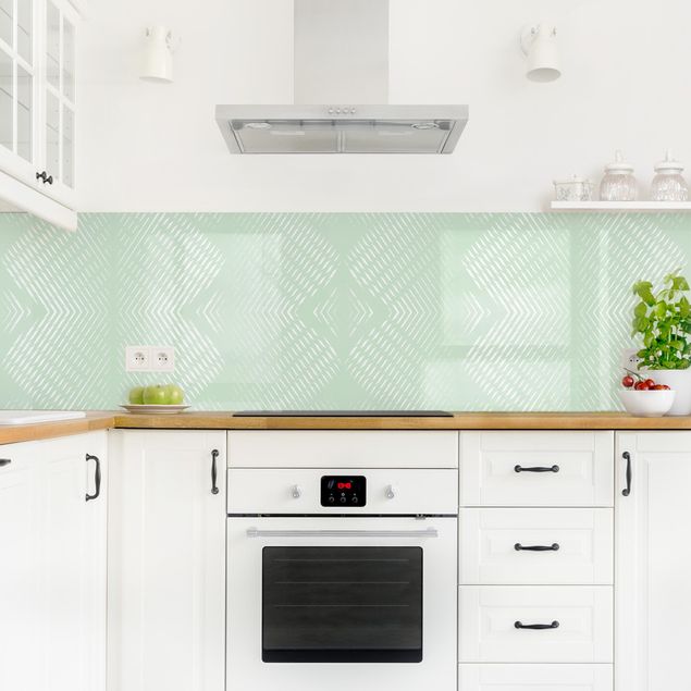 Revêtement mural cuisine Rhombic Pattern With Stripes In Mint Colour