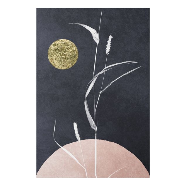 Tableau moderne Lune D'or avec Roseau