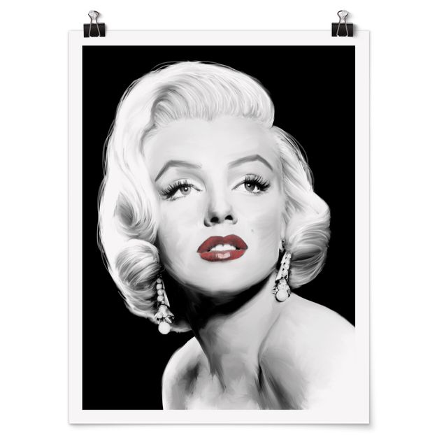 Tableau vintage Marilyn avec des boucles d'oreilles