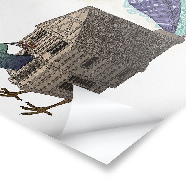 Tableaux muraux Illustration Maison d'Oiseaux avec Plumes
