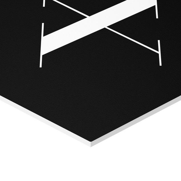 Tableau hexagonal Lettre Serif Noir X