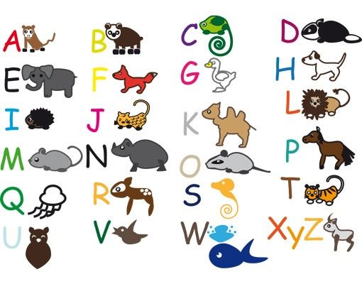 Stickers muraux animaux No.CG214 Alphabet avec les animaux