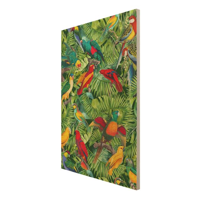 Tableaux de Andrea Haase Collage coloré - Perroquets dans la jungle