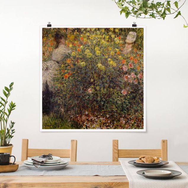 Tableau impressionniste Claude Monet - Deux dames dans un jardin fleuri