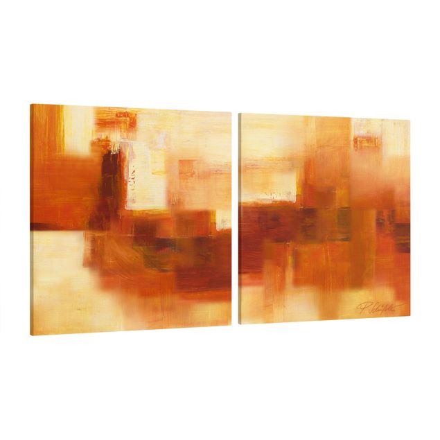 Tableaux reproduction Composition en orange et brun