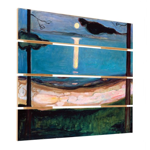 Tableaux en bois avec paysage Edvard Munch - Nuit de lune