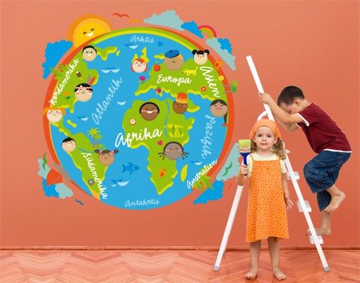 Sticker mural carte du monde No.EK126 Le monde des enfants