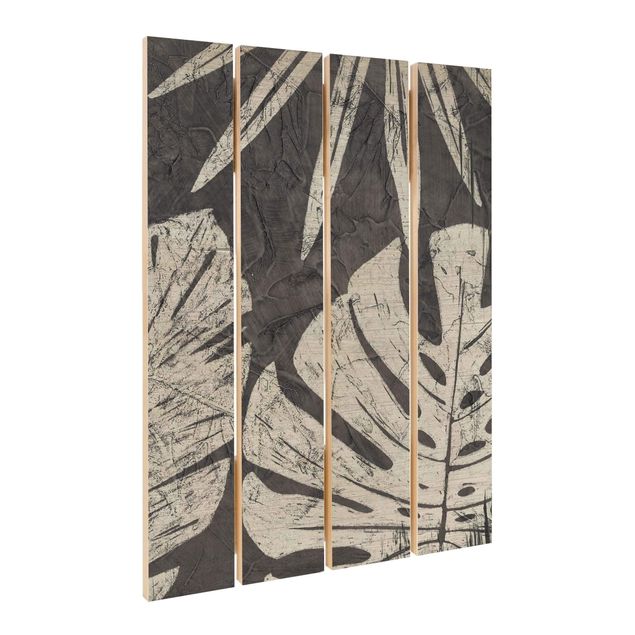 Impression sur bois - Palm Leaves Dark Grey Backdrop