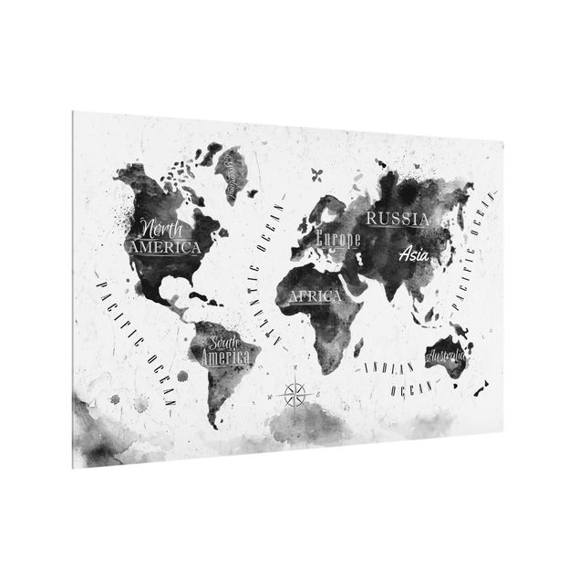 Fond de hotte - World Map Watercolor Black