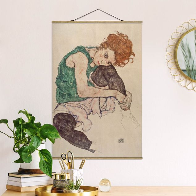 Déco murale cuisine Egon Schiele - Femme assise avec un genou en l'air