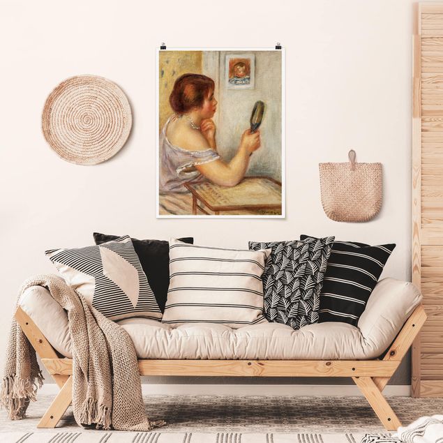 Tableau impressionniste Auguste Renoir - Gabrielle tenant un Miroir ou Marie Dupuis tenant un Miroir avec un Portrait de Coco