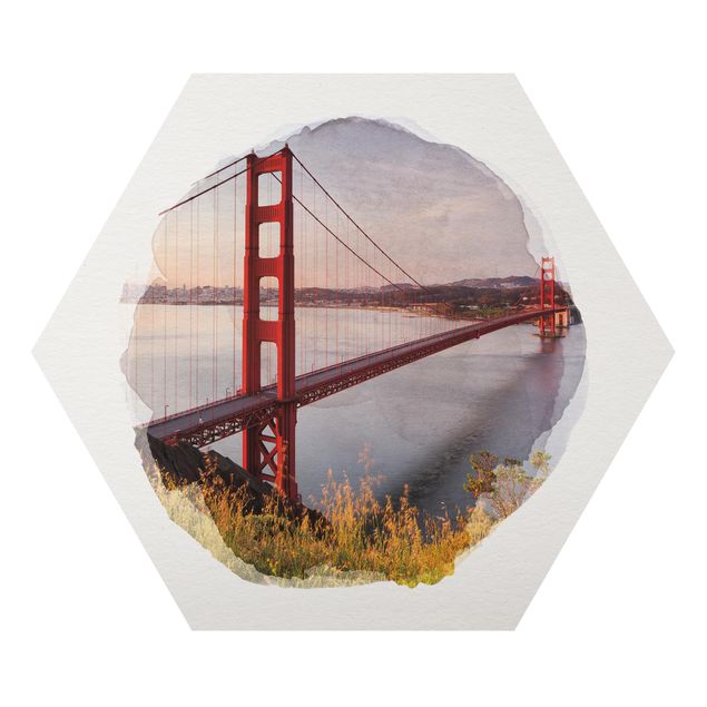 Tableaux Aquarelles - Golden Gate Bridge à San Francisco
