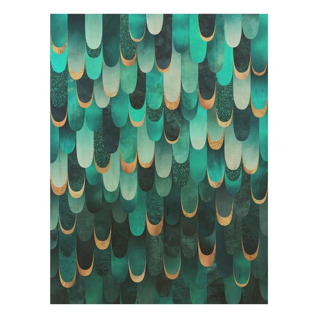 Tableaux muraux Plumes Or Turquoise